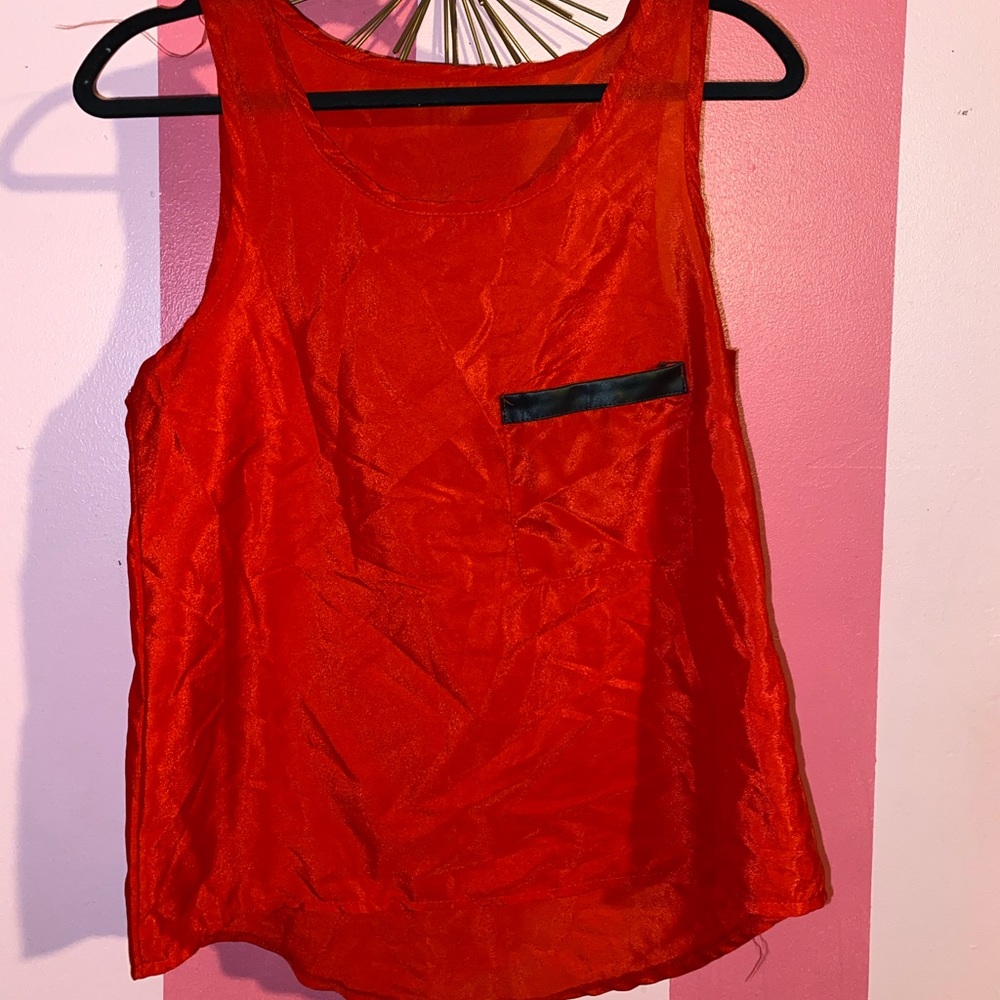 Red Silky Pocket Tank